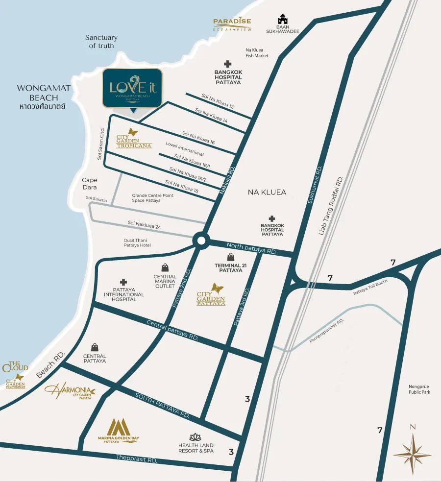 แผนที่ตั้งโครงการ ซอยนาเกลือ 14 ใกล้หาดวงศ์อมาตย์